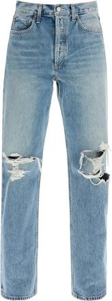 A Gold E Vintage High Waist Straight Jeans - Dames - Regular Fit Jeans - Blauw - W29 - Katoen - Jeans