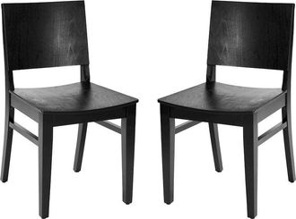 Flash Furniture 2 Pack Naples Solid Wood Dining Chairs with Curved Backrests and Black Finish