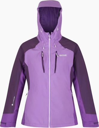 Regatta Womens Highton II Hooded Rain Jacket with Zipped Pocket - Purple - Size: 10