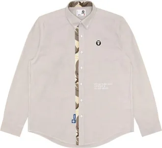 Aape By A Bathing Ape Moonface-embroidered cotton shirt - men - Cotton - M - Neutrals