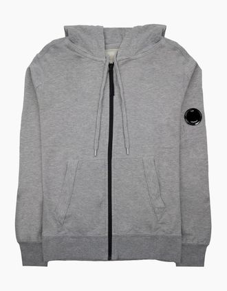 C.P. Company Mens Cp Company Light Fleece Open Hooded Sweatshirt Grey M93 - Size: 44