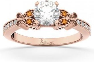 Allurez Butterfly Diamond & Citrine Engagement Ring 14k Rose Gold (0.20ct)