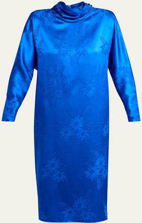Valentino Garavani Funnel-Neck Floral Jacquard Midi Dress