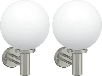 vidaXL Vidaxl - Aplique de pared exterior 2 pcs Plateado 28 x 25 x 38 cm