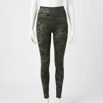 Spanx Compression Legging With Shiny Finish In Olive Camo