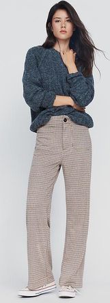 Maeve Colette Houndstooth Full-Length Wide-Leg Pants