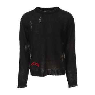 Andersson Bell Round-neck Knitwear, male, Black, Size: M Kid Mohair Crew-Neck Sweater