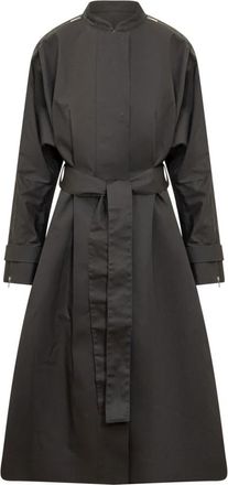 Ferragamo Waterdichte Trenchcoat - Dames - Jas met riem - Zwart - XS - Katoen - Jassen