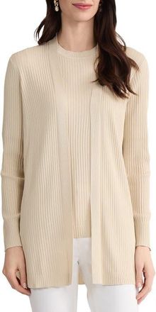 Jones New York Sutton Open Front Rib Cardigan in Natural Stone at Nordstrom, Size X-Small