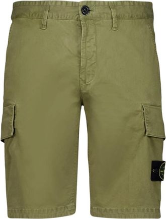Stone Island Katoenen Stretch Cargo Shorts - Heren - Korte Broeken - Groen - W30 - Katoen - Korte Broeken
