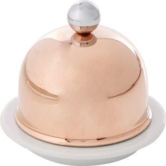 Bloomingdale's MMinis Porcelain Butter Dish with Copper Lid, 3.5 Inch