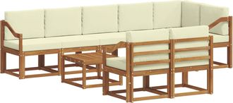 vidaXL Conjunto De Sof&aacute;s De Exterior 9 Uds. Natural Y Crema Vidaxl