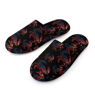 Generic Crab Vintage U.S. Flag Mens Cozy Memory Foam Slippers Warm Cotton House Shoes Comfy Slipper for Indoor Outdoor