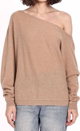 Minnie Rose Cotton Cashmere Off-The-Shoulder Top In Brown Sugar