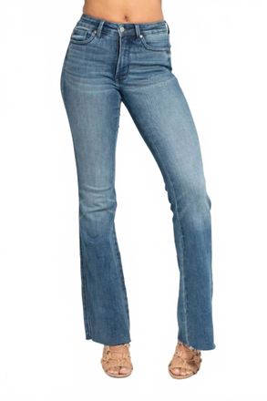 Judy Blue Midrise Tummy Control Cut Hem Flare Jeans In Vintage Wash
