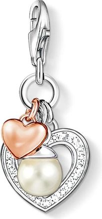 Thomas Sabo Ros&eacute;gouden Hartbedel met Parel en Zirkonia - Dames - Sieraden - Grijs - ONE Size - Accessoires
