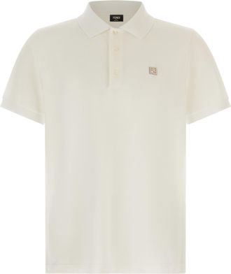 Fendi White Cotton Polo Mens Shirt