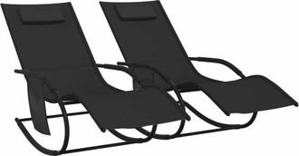vidaXL Tumbona Mecedora 2 Unidades De Acero Y Textilene Negro Vidaxl