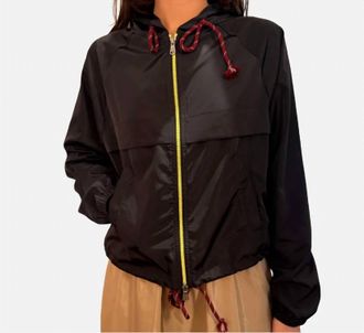 Margittes Long Sleeve Nylon Zip Jacket In Navy