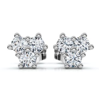 Pompeii3 Mini Trio Diamond Studs 14k Gold Lab Grown Womens Earrings