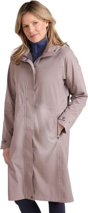 Mountain Warehouse Jade Womens Lightweight Long Waterproof Jacket - Breathable Coat with Adjustable Cuffs - Spring, Fall, Hiking & Outdoors Taupe Womens Size 14