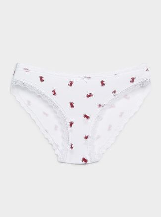 Miiyu Womens Scalloped lace-trim bikini panty Organic cotton