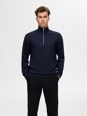 Selected Sweatshirt SELECTED SLHEMANUEL SOFT ZIP HIGH NECK SWEAT NOOS, Herren, Gr. S, blau (sky captain), Sweatware, Obermaterial: 77% Viskose, 18% Polyester, 