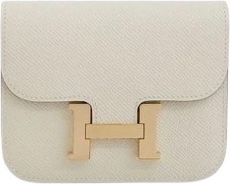 Herm&egrave;s Constance Craie Slim wallet With Rose Gold Hardware