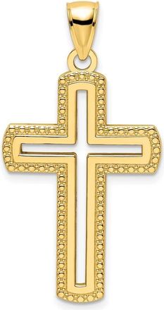 Diamond2Deal 14k Yellow Gold Polished Beaded Cross Pendant