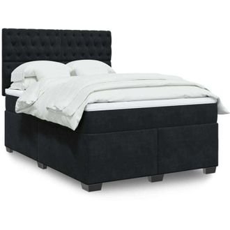 vidaXL Cama Box Spring Con Colch&oacute;n Terciopelo Negro 140x200 Cm Vidaxl