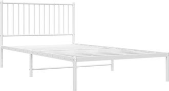 vidaXL Metal Bed Frame without Mattress with Headboard White 107x203cm Vidaxl