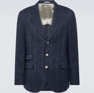 Brunello Cucinelli Striped linen, silk and wool blazer