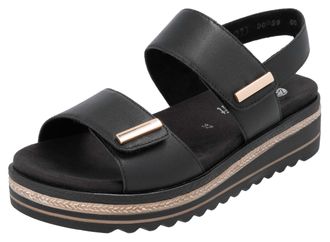 Remonte Keilsandalette REMONTE, Damen, Gr. 40, schwarz, Leder, unifarben, Schuhe Keilsandalette, Riemchensandale, Bequemschuh mit Schmuckelementen