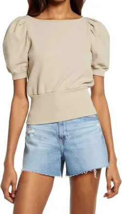 AG - Adriano Goldschmied Walker Puff Sleeve Top in Dry Dust at Nordstrom, Size Small