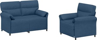 vidaXL Juego De Sof&aacute; 2 Uds. Azul Tela Vidaxl