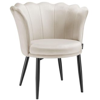 TecTake Silla de comedor, forma flor y terciopelo, 67x64x76 cm, crema/negro