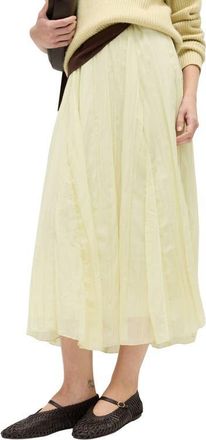 M&S Collection Crinkle Midi Skirt in Yellow at Nordstrom, Size 12