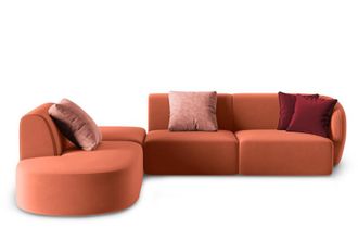 BLOOMINGLOFT 5-Sitzer Design-Ecksofa Chiara Samt ohne R&uuml;ckenlehne - Links