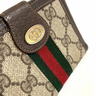 Gucci Vintage, unisex, Bruin, ONE Size, Leer, Pre-owned Lederen Portemonnee