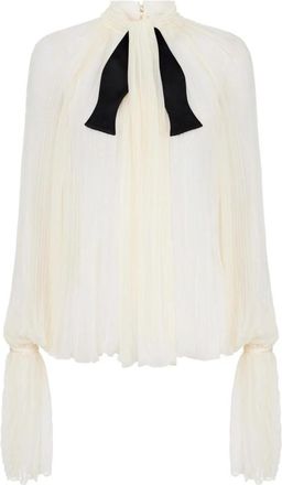 Elisabetta Franchi Blouse in crepon stof - Dames - Blouses - Beige - XL - Satijn - Overhemden