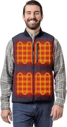 Ororo Mens Dual Control Heated Gilet with 5 Heat Zones, Heating Quilted Bomber Vest with Power Bank (Blue,XL)