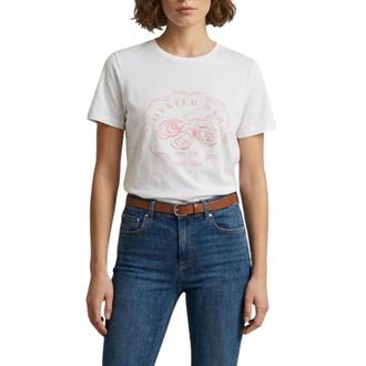 GANT Graphic Print T-shirt - Dames - T-shirts - Wit - S - Katoen - Tops
