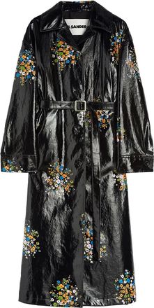 Jil Sander printed trench coat - women - Viscose - 32 - Black