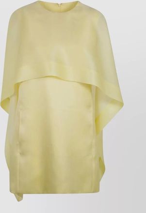 Alberta Ferretti cape overlay sheer top round hem