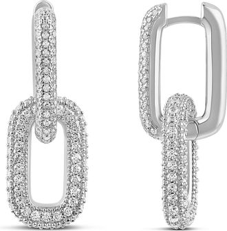 SHYMI Removable Link Pav&eacute; Drop Earrings - 14K Gold Filled, Rhodium Plated, Cubic Zirconia Detailing, Day to Night