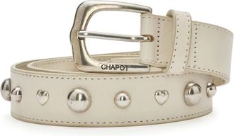 Fabienne Chapot Cintur&oacute;n Play Of Studs de Piel - Accessories - Mujer - Beige - 105 CM