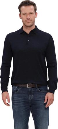 Stefano Lauran Polo Button Merino - Heren - Polos - Blauw - L - Wol - Tops