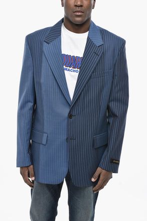 Marni Blazer in Lana Vergine Motivo Gessato con Tasche ad Aletta Marni