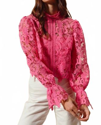 So Me Floral Lace Romantic Blouse Top With Back Zipper Closure In Pink