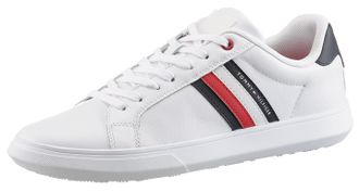 Tommy Hilfiger Sneaker TOMMY HILFIGER ESSENTIAL LEATHER CUPSOLE, Herren, Gr. 40, bunt (wei&szlig;, dunkelblau), Leder, Schuhe Sneaker, Freizeitschuh, Halbschuh, Schn&uuml;rschu